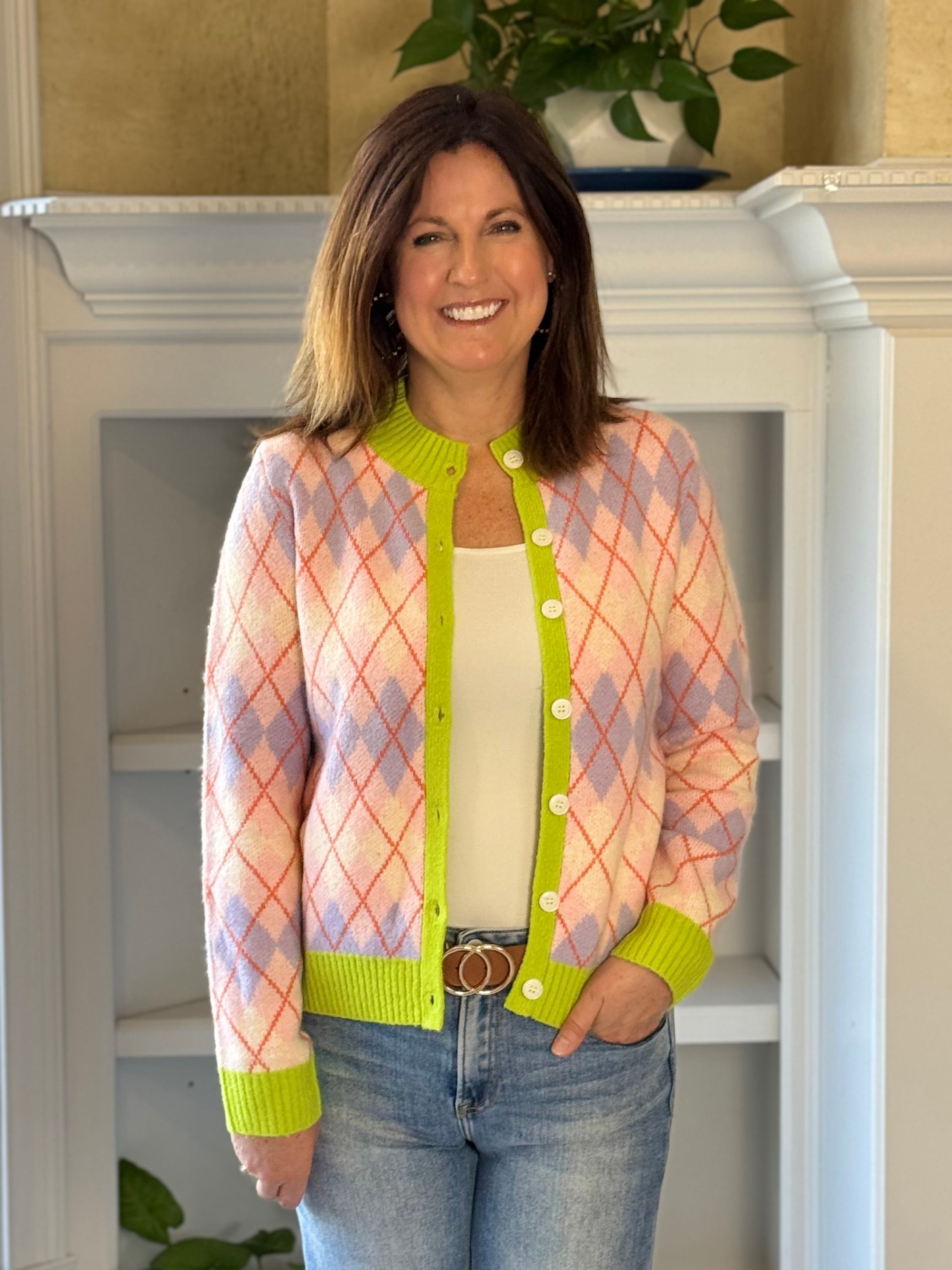 THML Argyle Grace Cardigan