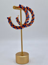 Beaded Hoop Earrings - Orange/Navy