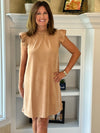 Suede Ruffle Sleeve Dress - Taupe