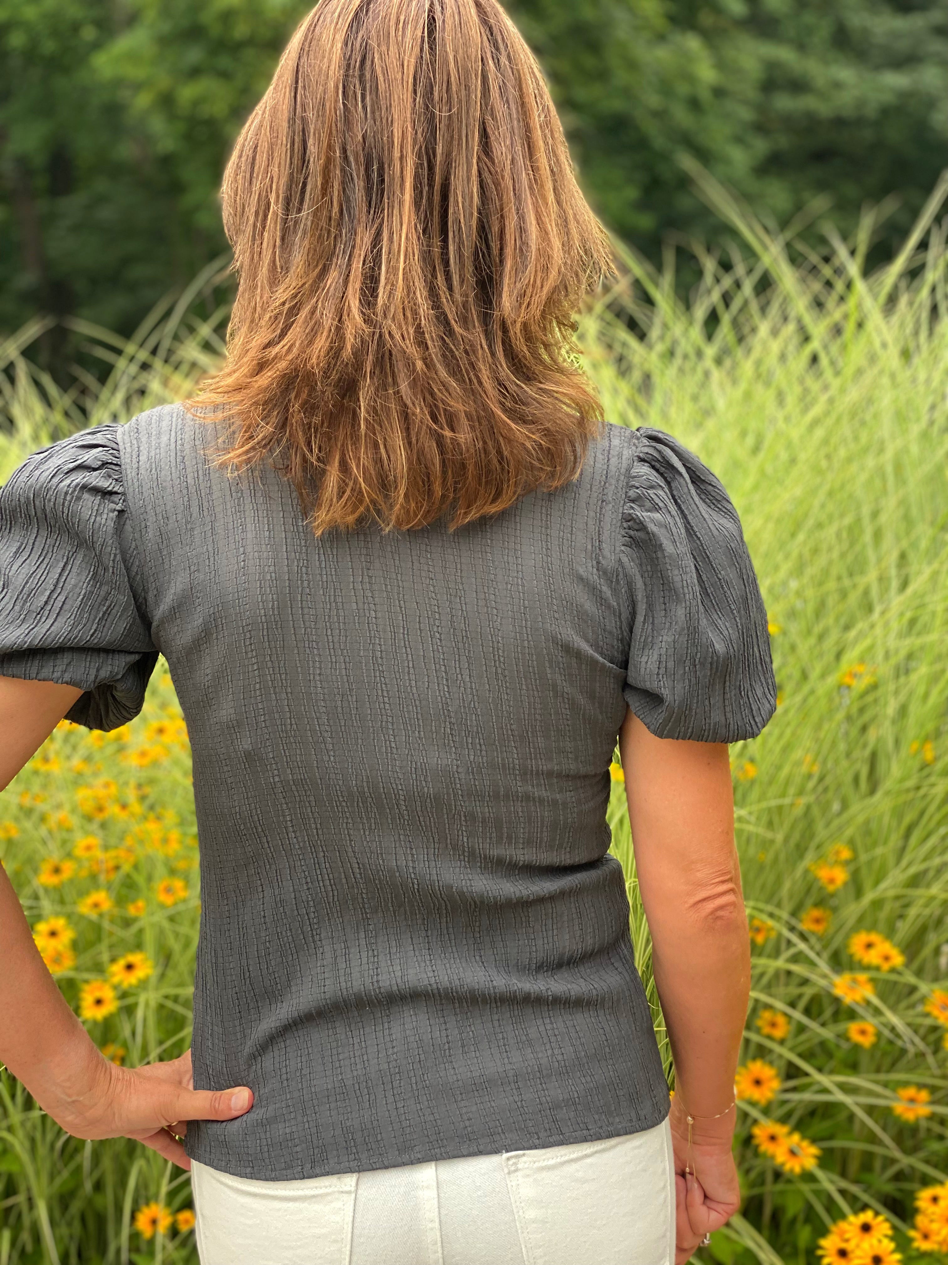 Wonder Sleeve Blouse - Slate Grey