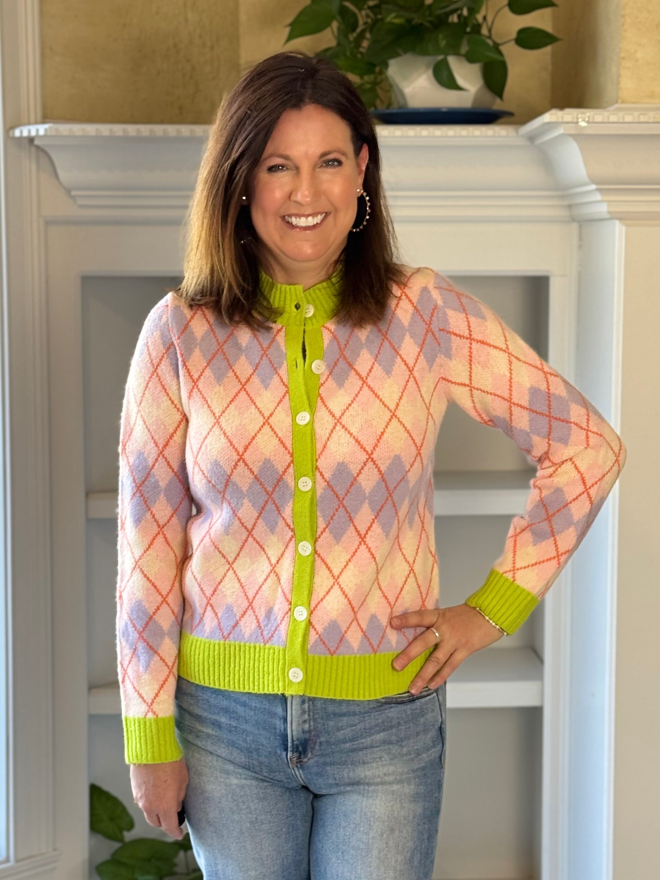 THML Argyle Grace Cardigan