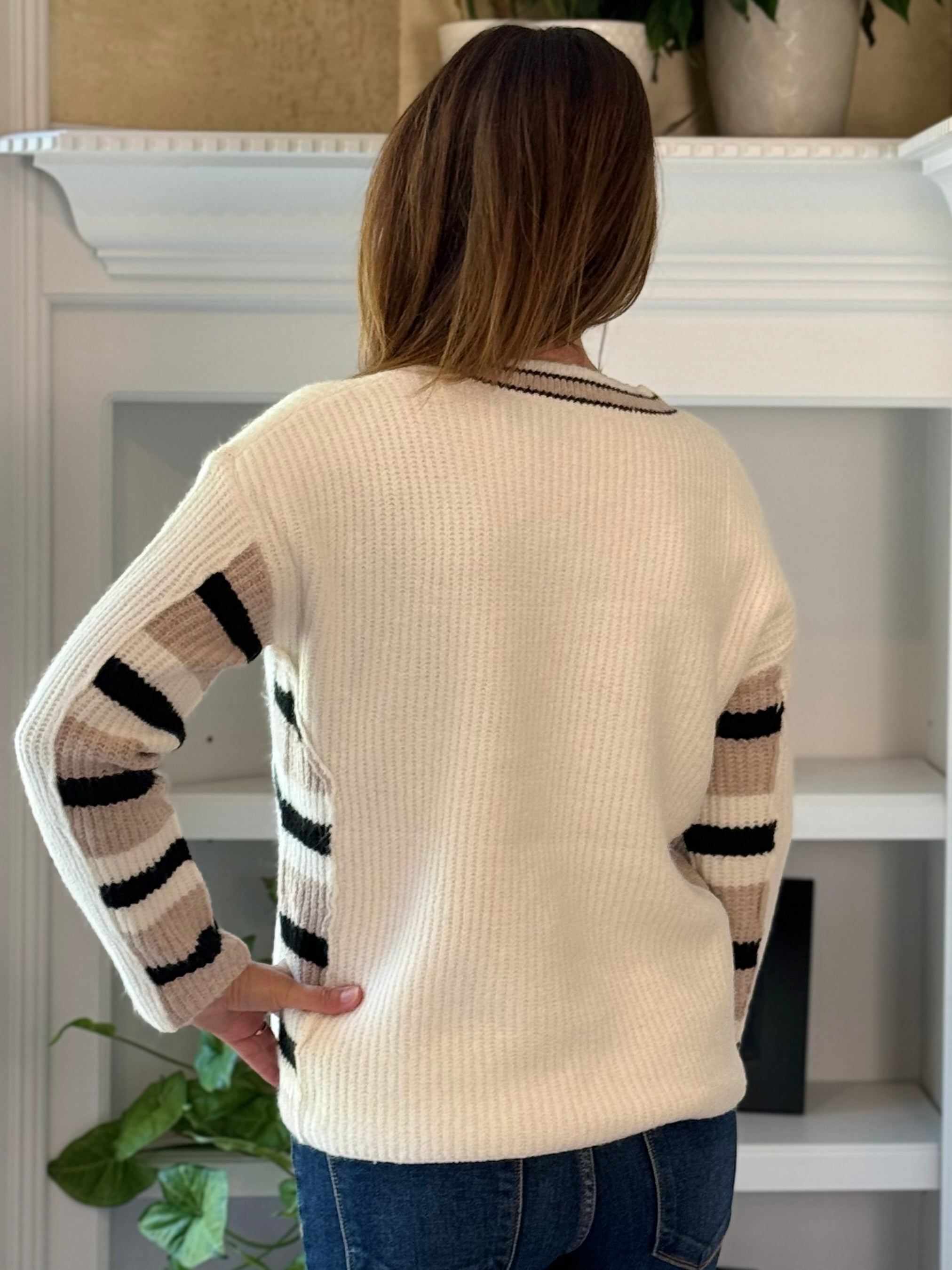 Contrast V-Neck Sweater