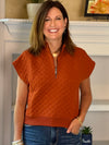 Quilted Pullover - Burnt Orange