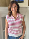 Candy Stripe Vest Top - Hot Pink & White