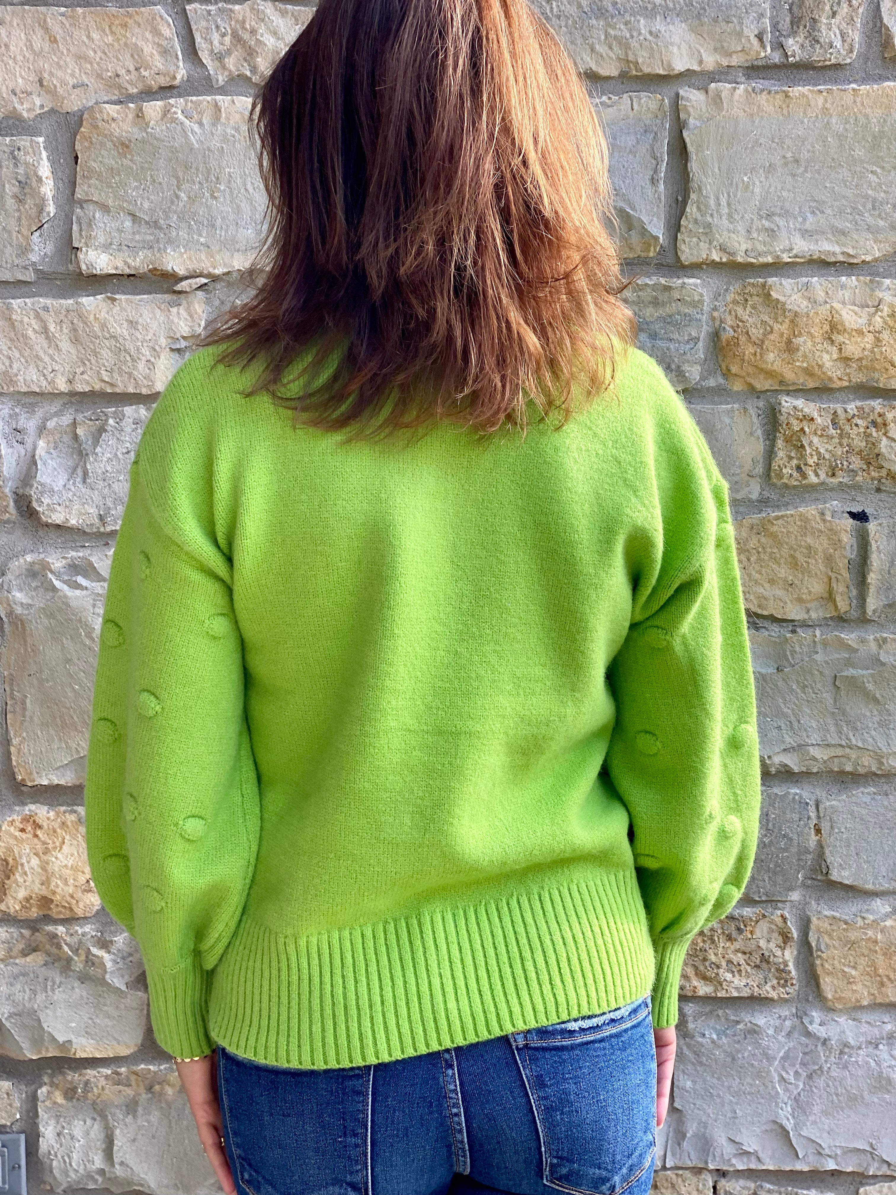 Pom Pom Sweater - Lime Green