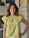 Zebra Print Short-Sleeve Top - Lime