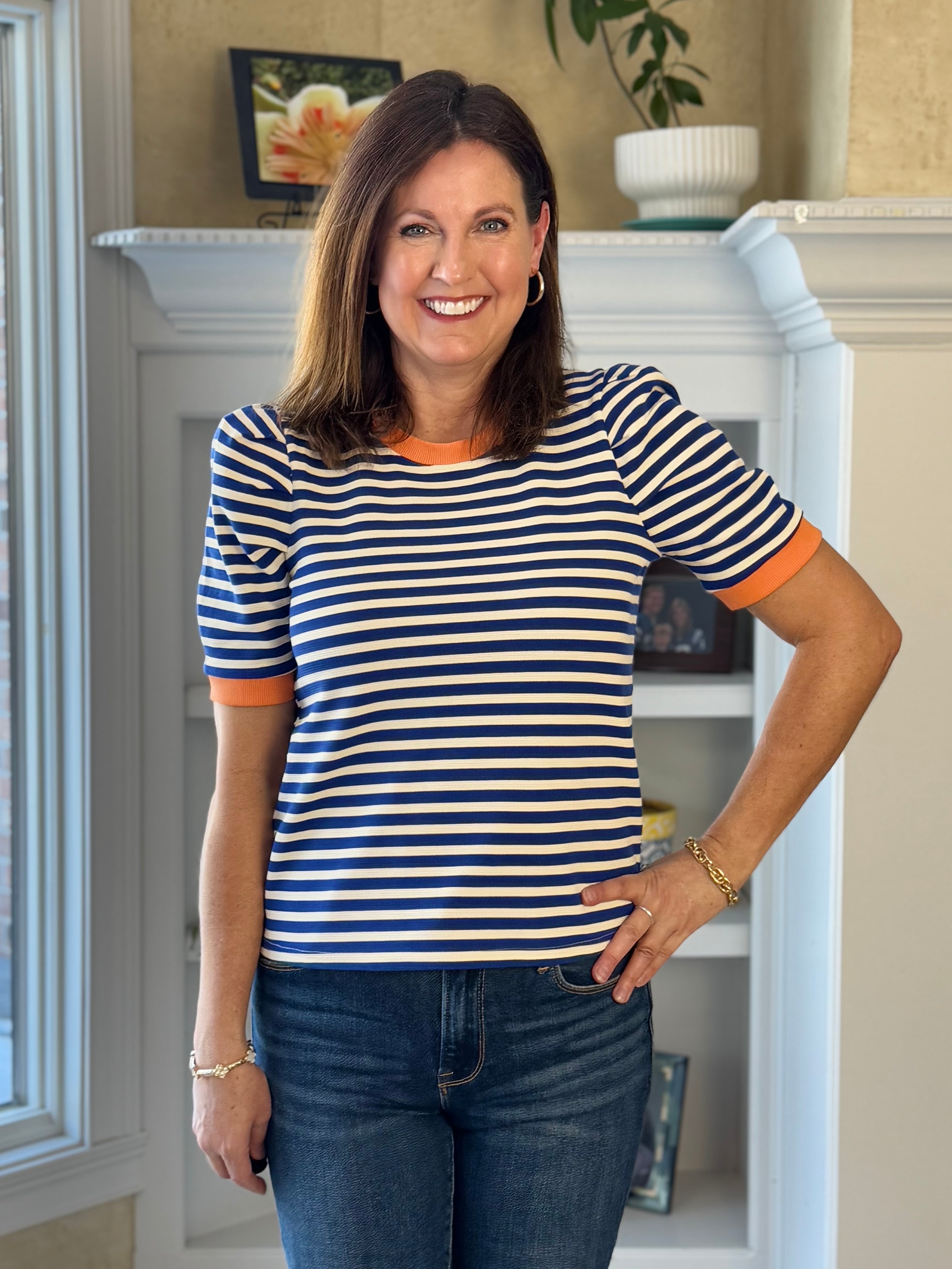 Sunset Trim Striped Top