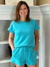 Wear All Day Waffle Lounge Set - Turquoise