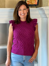 Textured Elegance Knit Top - Fuchsia