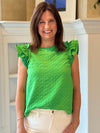 Textured Top with Back Neck Tie - Green