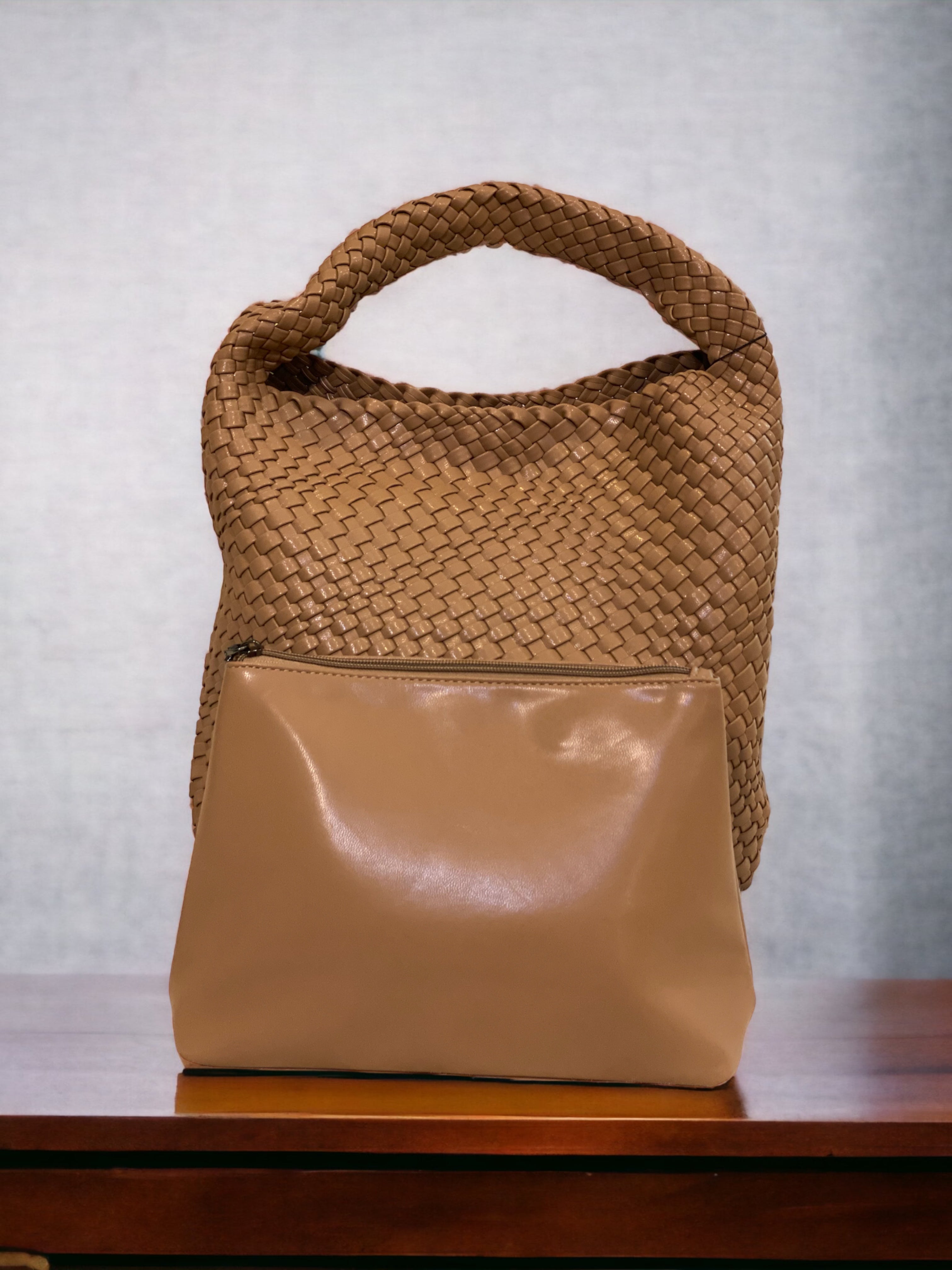 Large Woven Tote - Taupe