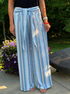 Striped Smock Pants with Tie Waist